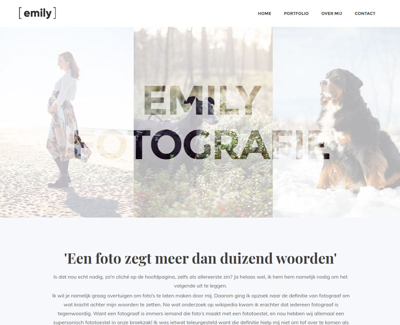 Website portfolio Emily van den Ende fotografie